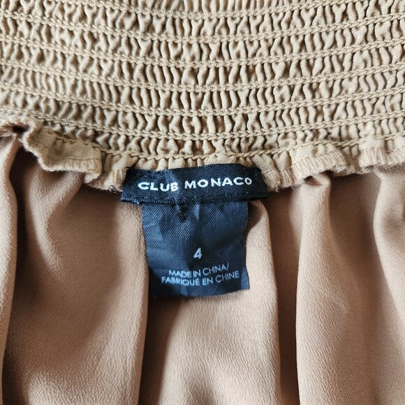 CLUB MONACO SILK PUFF SLEEVES CAMEL GOLD COLOR SUMMER DRESS SIZE 4 - Picture 5 of 7